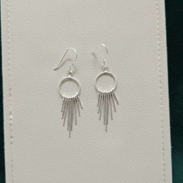 925 Sterling Silver Fringe Dangle Earrings for Women & Girls | Handmade Minimalist Silver Drop Earrings | Lightweight Daily Wear Earrings