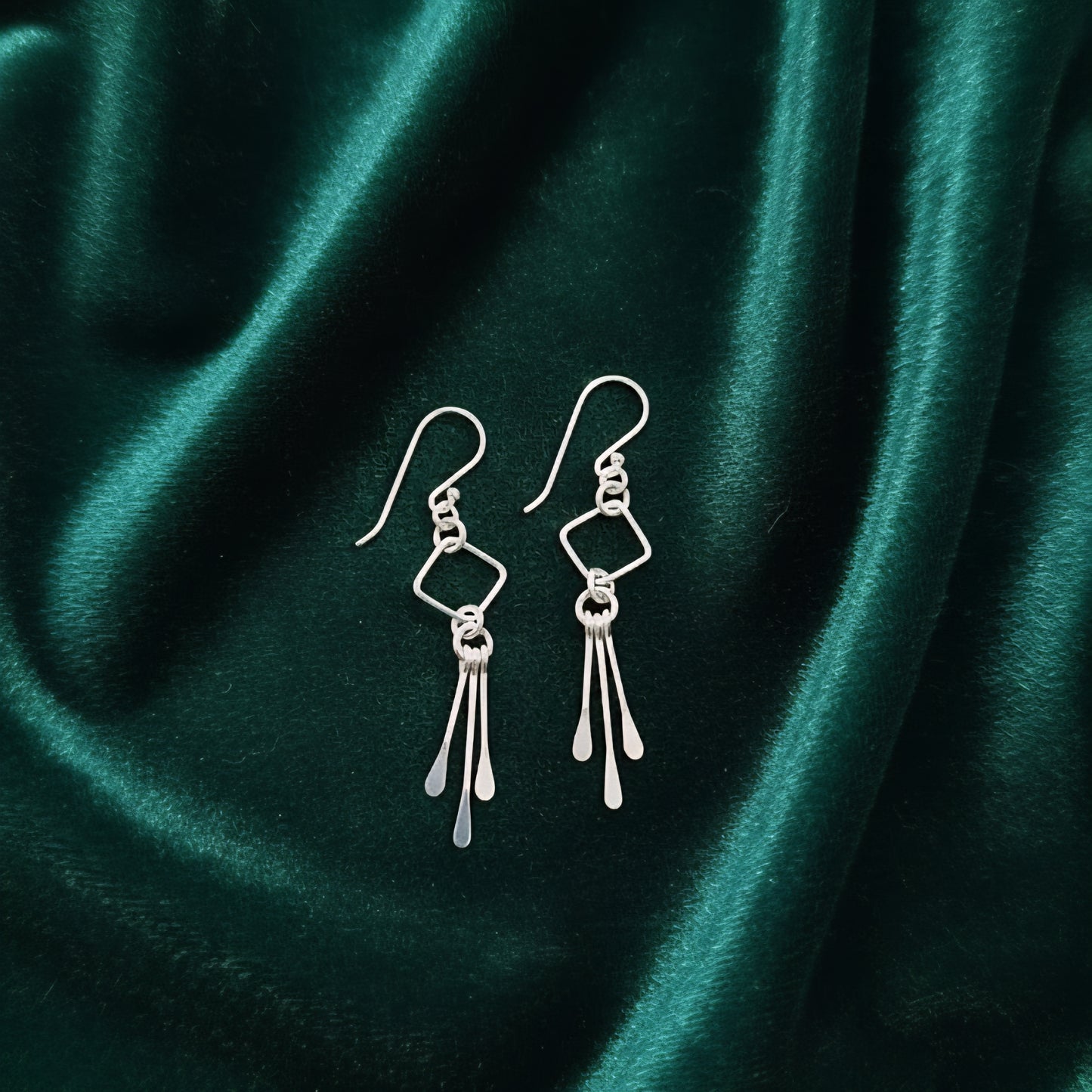 925 Sterling Silver Geometric Dangle Earrings for Women & Girls | Minimalist Drop Earrings | Lightweight Handmade Silver Jewelry