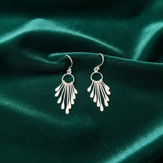 925 Sterling Silver Sunburst Dangle Earrings for Women | Handmade Radiant Drop Earrings | Lightweight Modern Silver Jewelry | Gift for Her