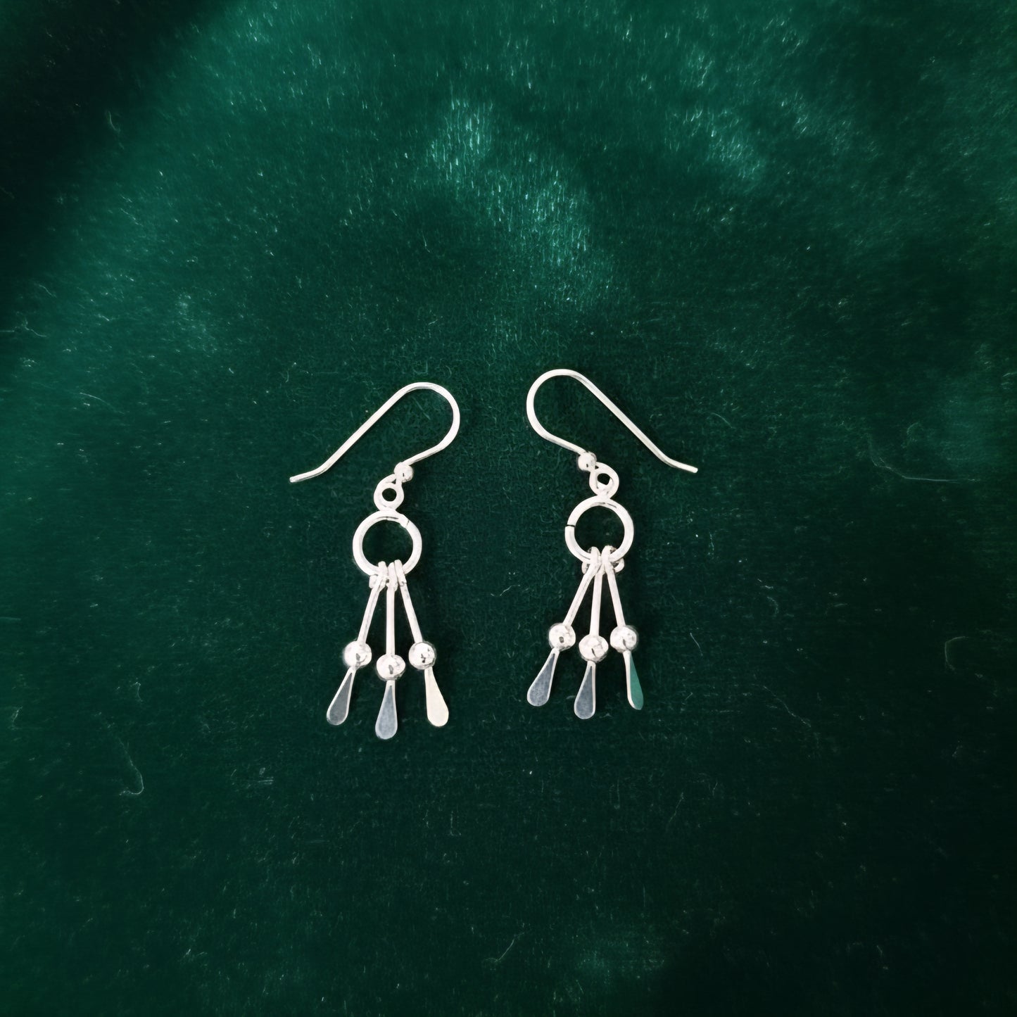 925 Sterling Silver Minimal Drop Earrings for Women | Handmade Silver Danglers with Bead Accents | Elegant Lightweight Everyday Jewelry