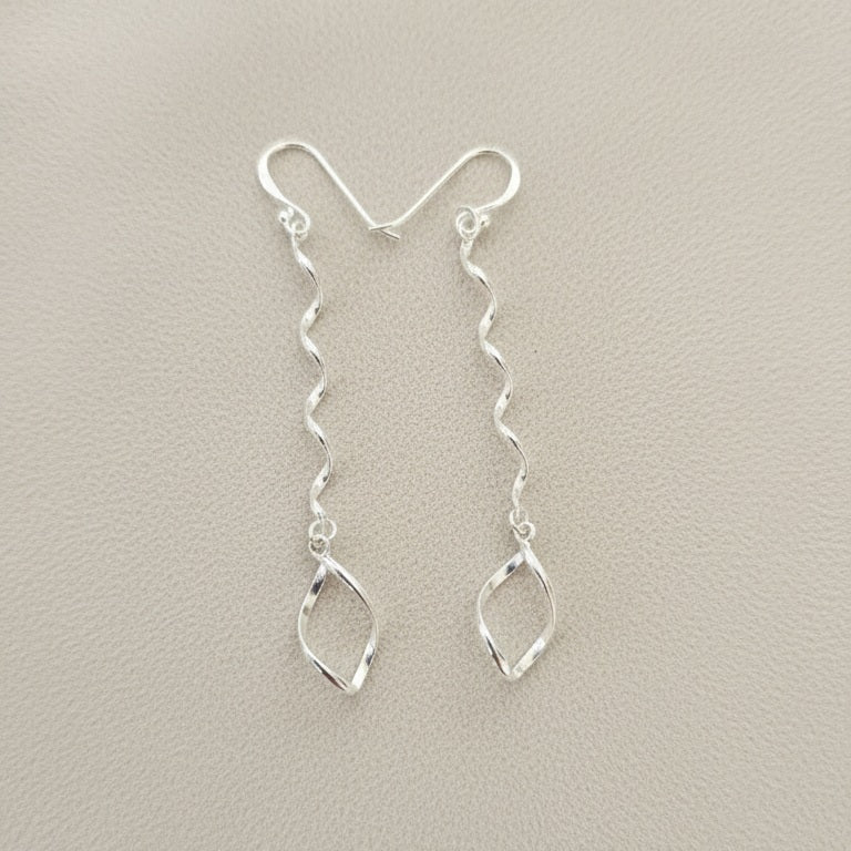 925 Sterling Silver Twisted Vine Drop Earrings | Long Handmade Silver Danglers | Elegant Minimalist Jewelry for Women