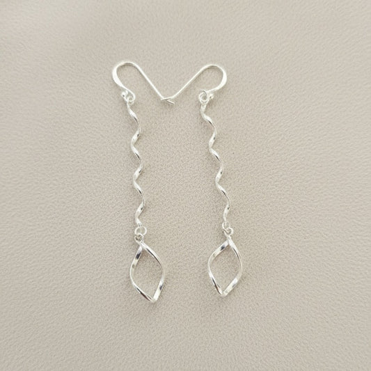 925 Sterling Silver Twisted Vine Drop Earrings | Long Handmade Silver Danglers | Elegant Minimalist Jewelry for Women