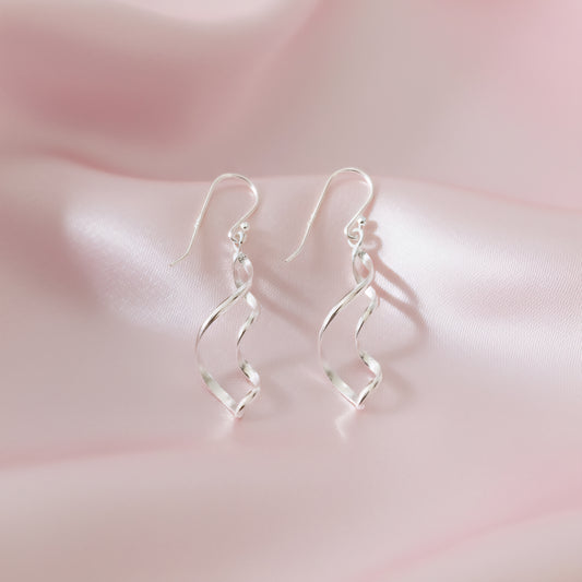 Handmade Sterling Silver Spiral Drop Earrings | Modern Twisted Dangle Earrings | Elegant Minimalist Silver Jewelry