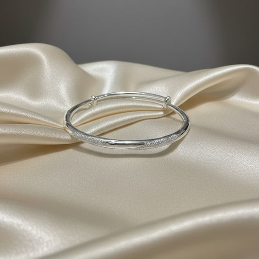 999 Fine Silver Adjustable Kada for Women | Pure Silver Bangle | Elegant Handcrafted Bracelet | Minimalist Silver Jewelry