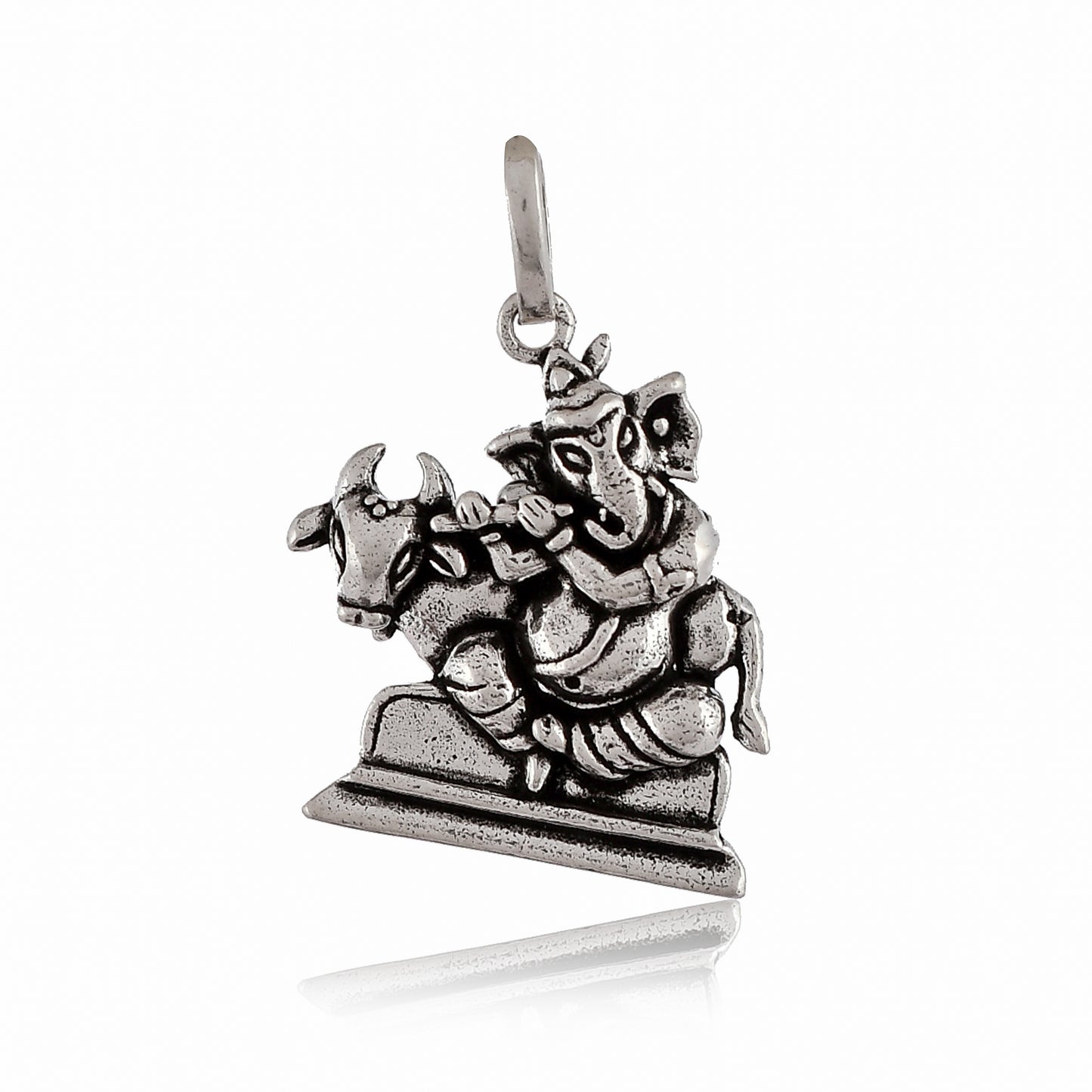 Silver Cow Krishna Ganesha Pendant For women And Men (4.7gm)
