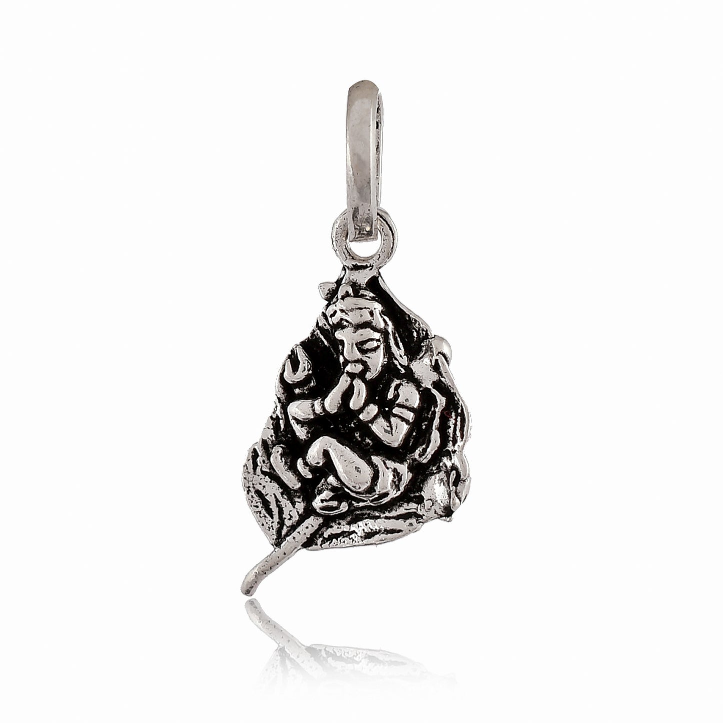 Silver 925 Krishna on Leaf Pendant Locket