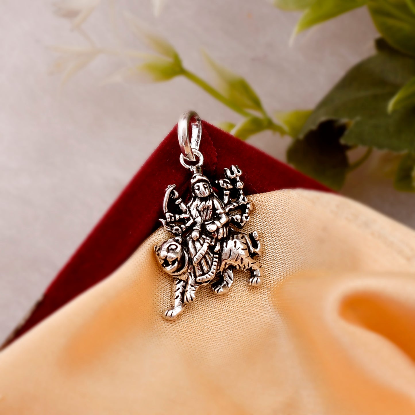 Sterling Silver 925 Durga Pendant For Women and Men (3.4gm)