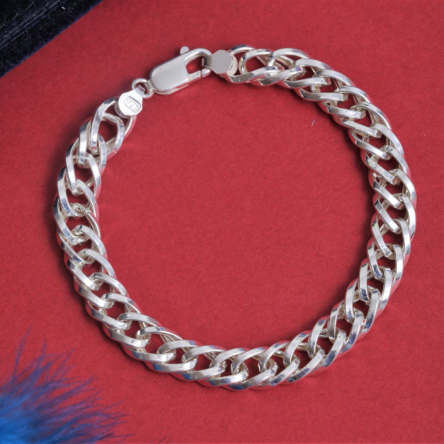 Hollow silver bracelet men