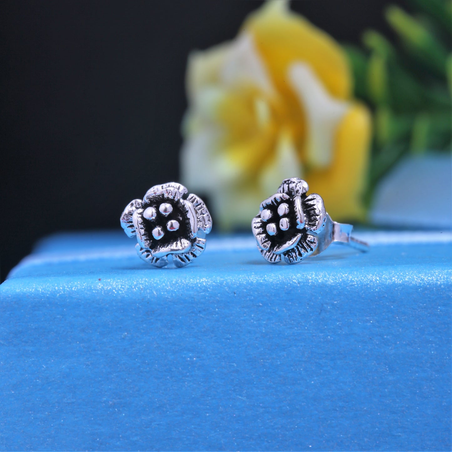 925 Sterling Silver Hypoallergenic Tiny Flower Earrings for Babies, Kids & Girls (3 to 10 years)