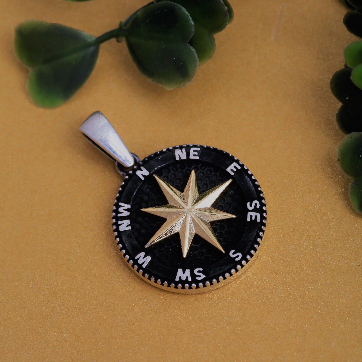 Sterling Silver 925 Compass Pendant