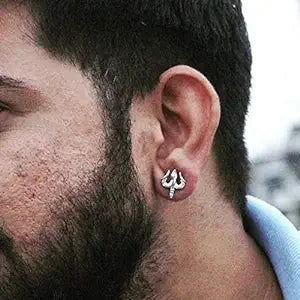 Sterling Silver 925 Trishul Earring Studs – Symbol of Power and Protection for Men