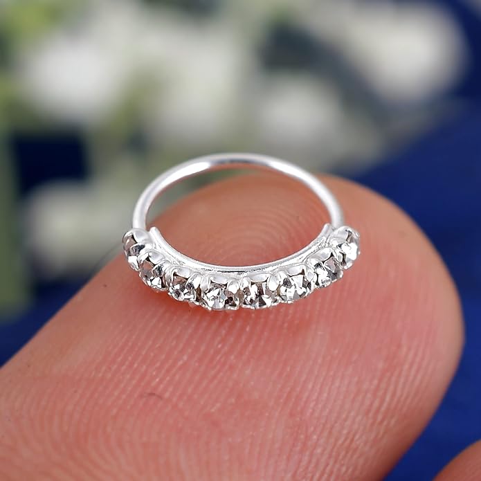 cz silver nose ring