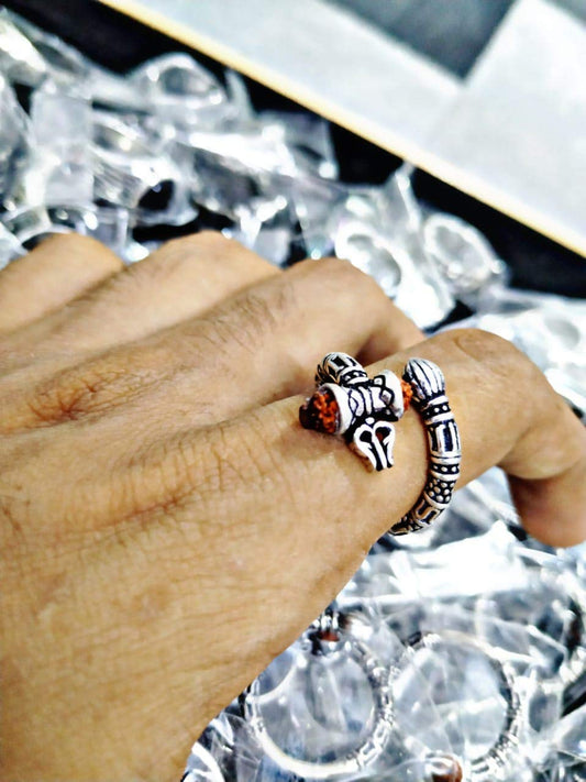 silver rudraksh ring