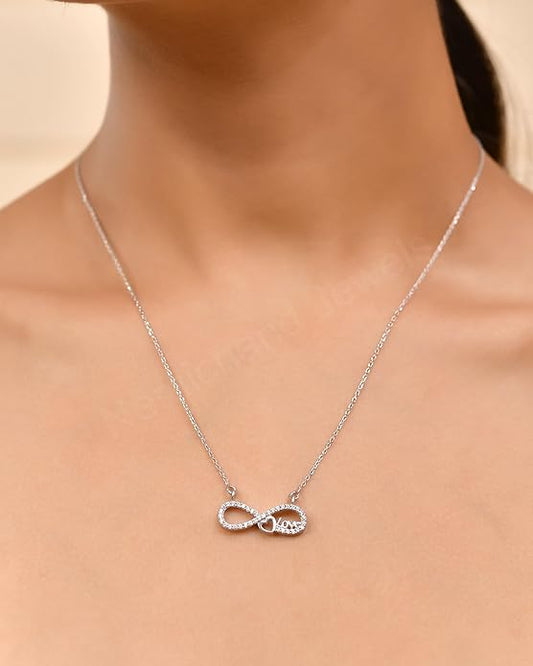 925 Sterling Silver Infinity Love Pendant Chain Necklace for Women and Girls