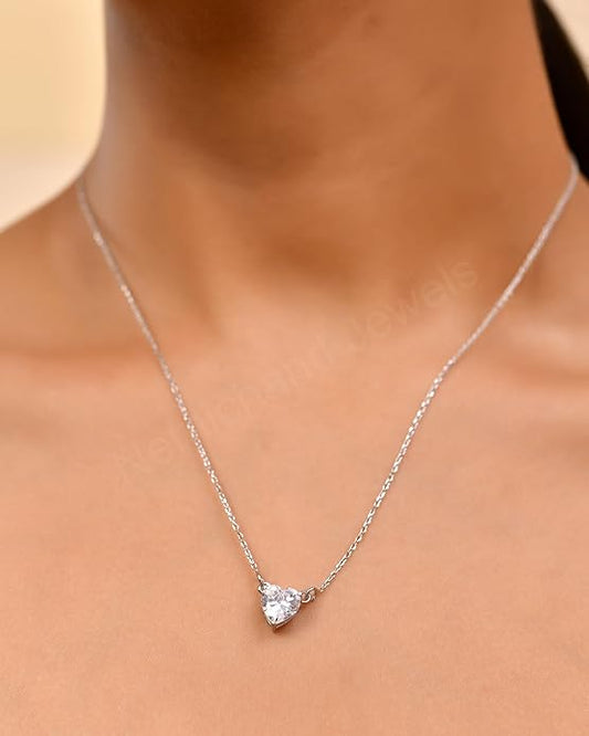 925 Sterling Silver Minimalist Heart Pendant Chain Necklace for Women and Girls