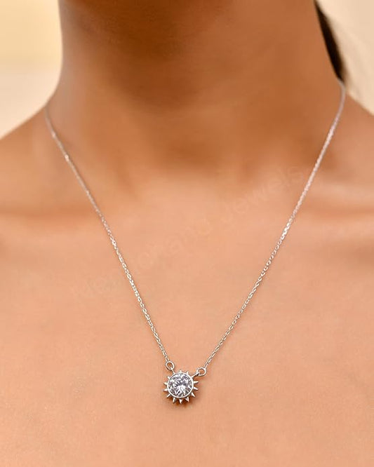 925 Sterling Silver Solstice Sparkle Pendant Chain Necklace for Women and Girls