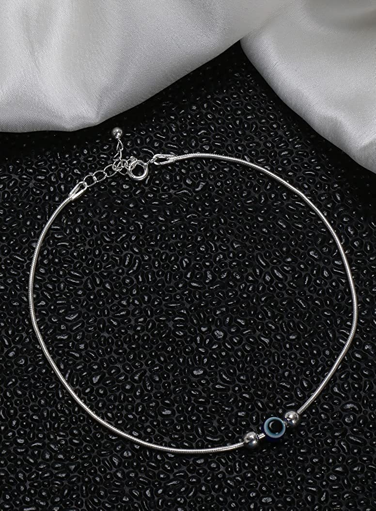 silver Evil Eye anklet