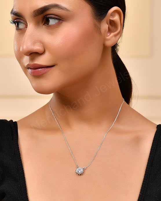 925 Sterling Silver Solstice Sparkle Pendant Chain Necklace for Women and Girls