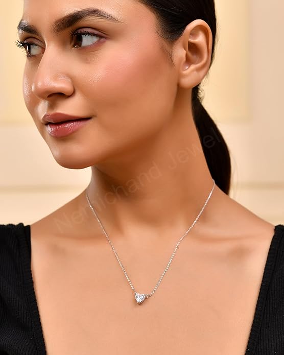 925 Sterling Silver Minimalist Heart Pendant Chain Necklace for Women and Girls