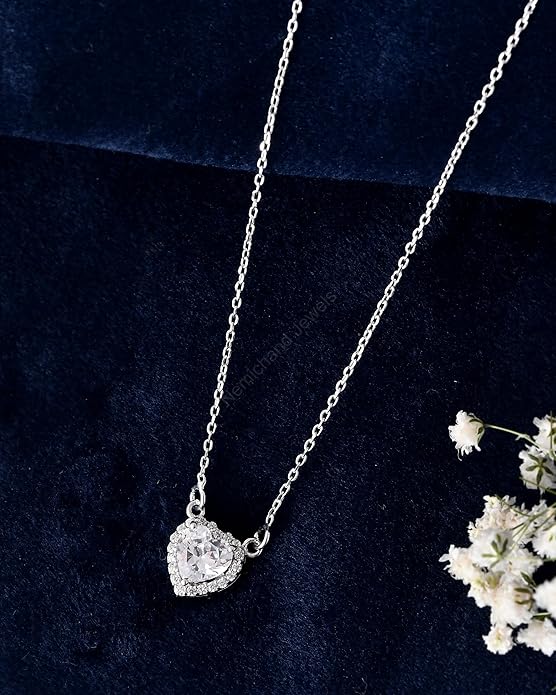 925 Sterling Silver Shining Love Pendant Chain Necklace for Women and Girls