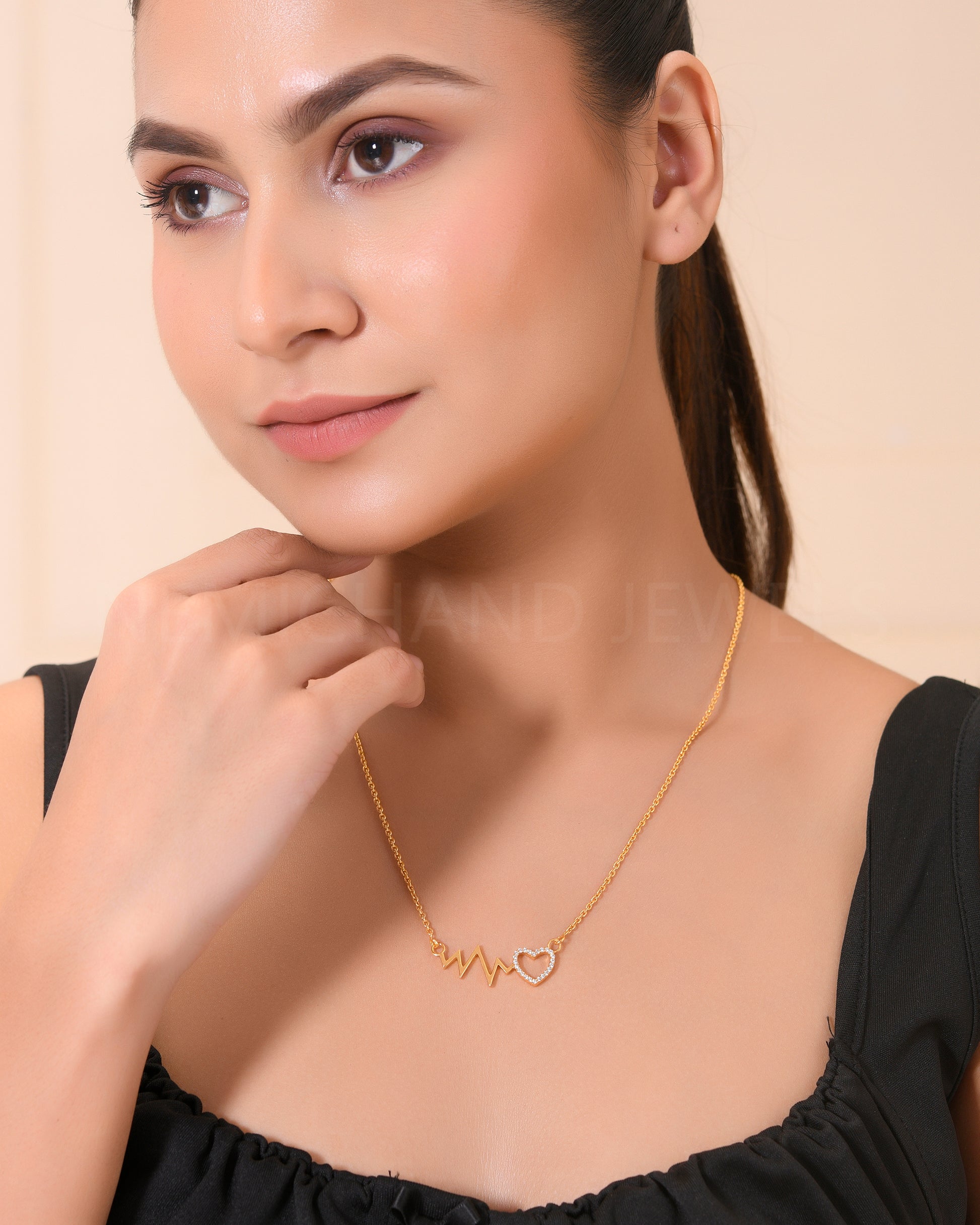 gold plated heartbeat chain