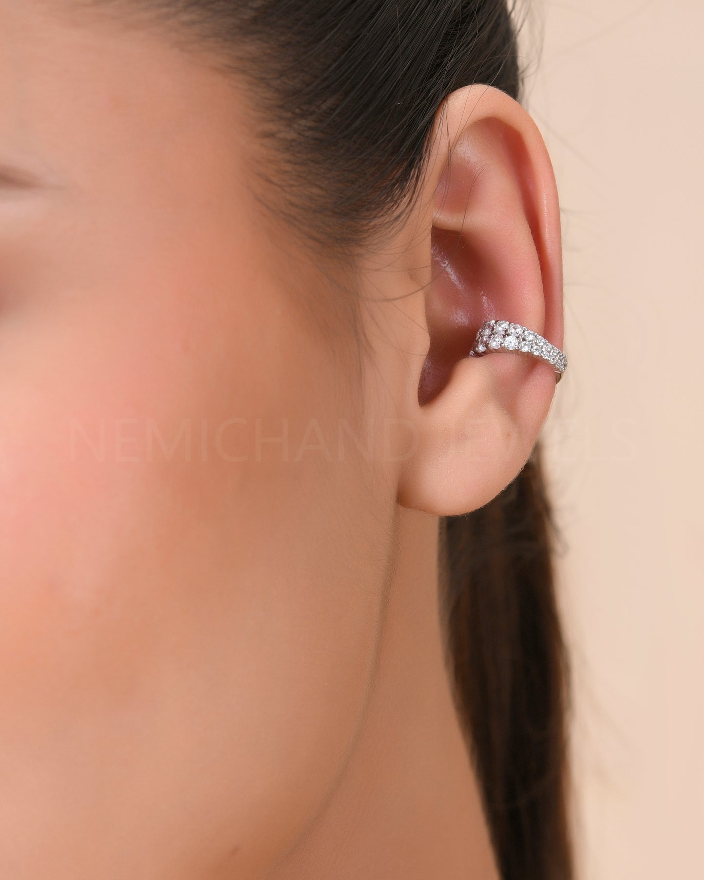 Sterling Silver 925 CZ Earring Cuff For Women & Girls ( 1PC)