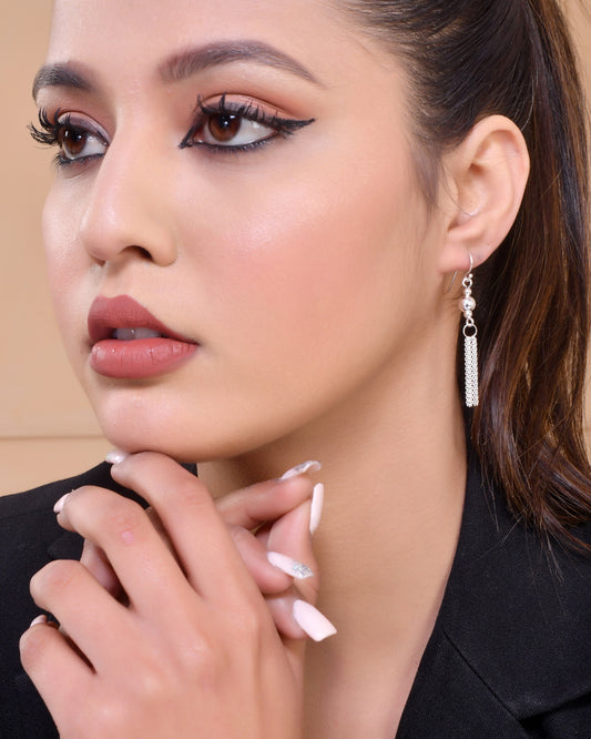 925 Sterling Silver Contemporary Drop Earrings For Women & Girls