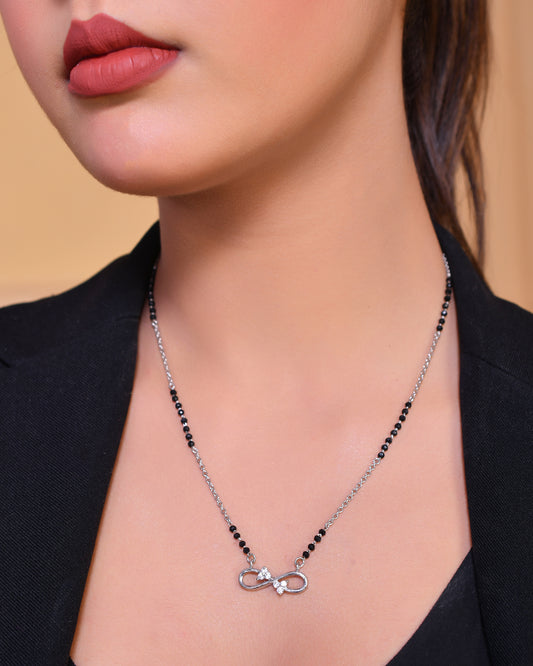 silver diamond mangalsutra women