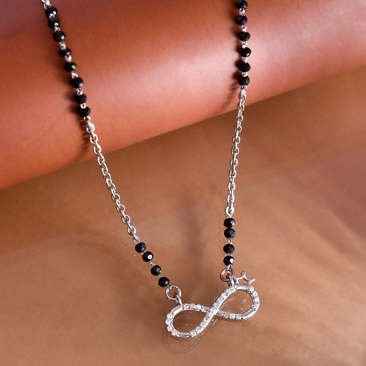infinity crown mangalsutra silver