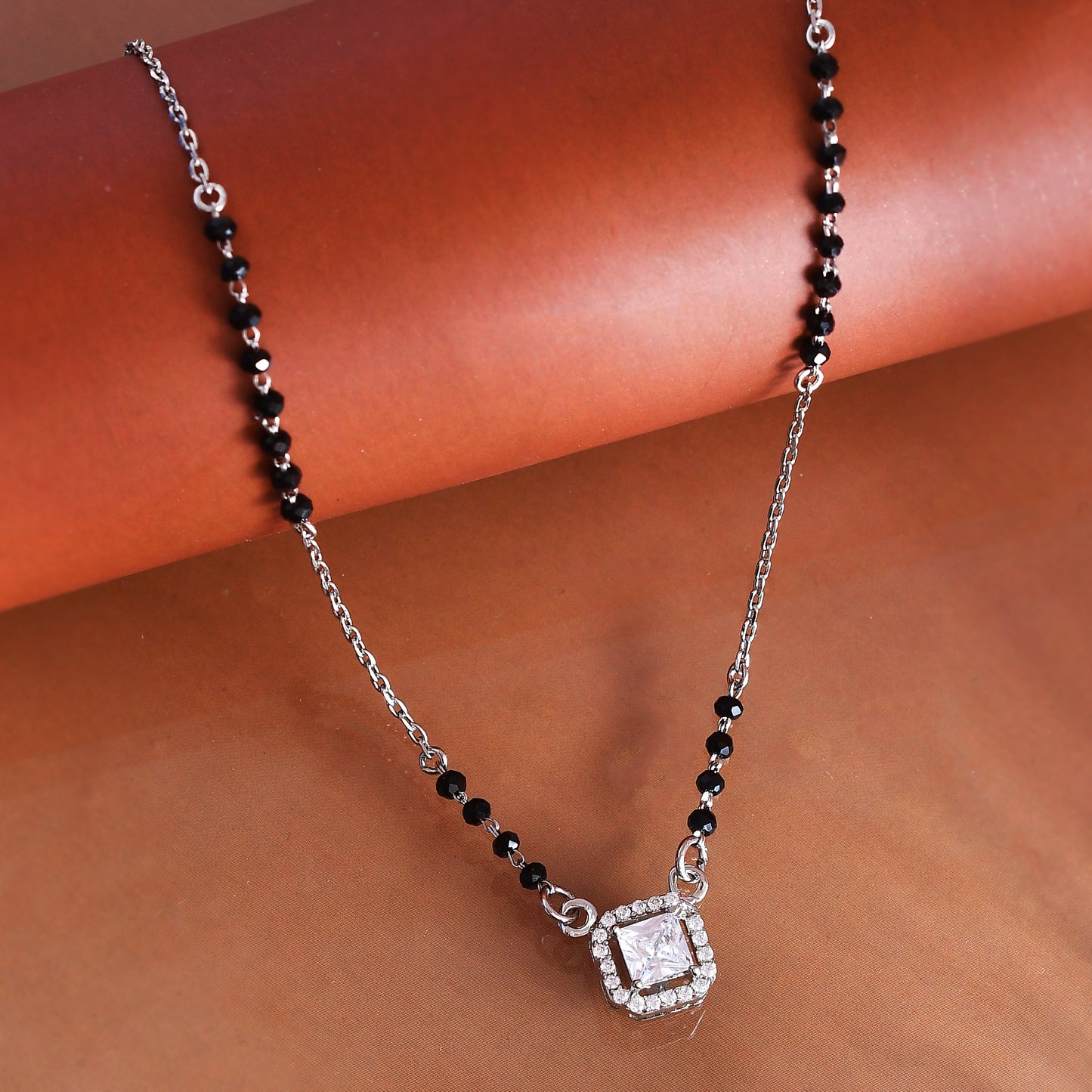 diamond mangalsutra silver