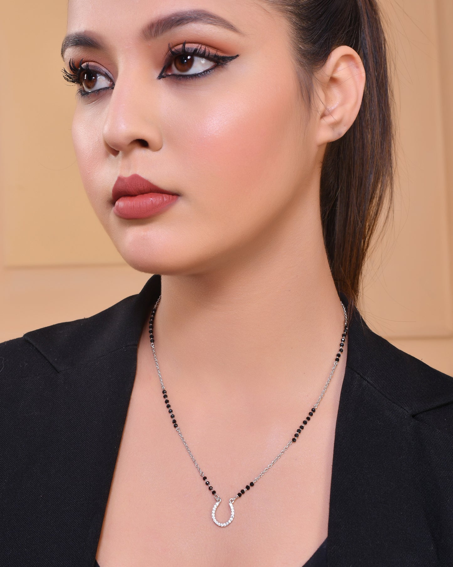 925 Sterling Silver CZ Diamond Mangalsutra Pendant Chain for Women