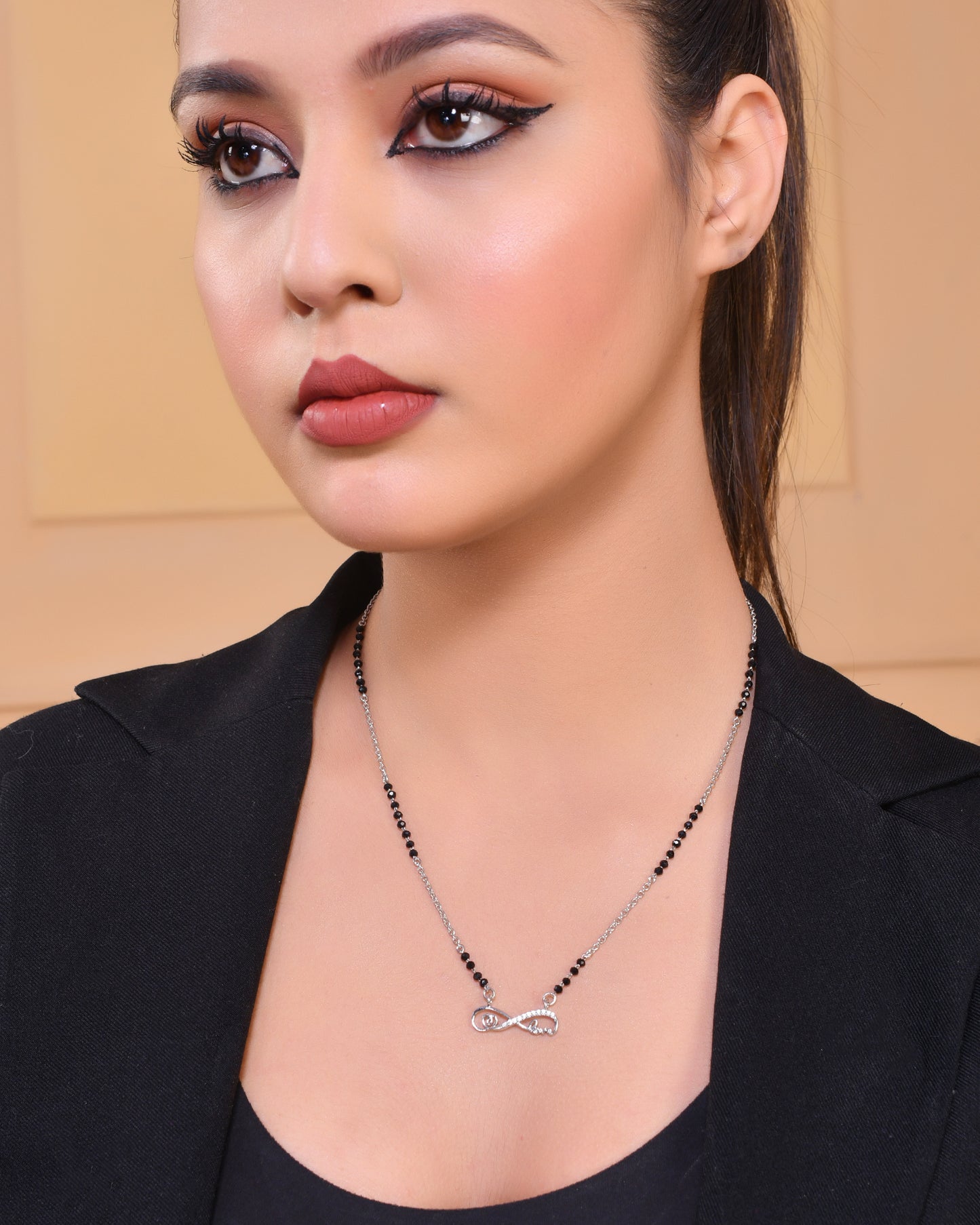 925 Sterling Silver Infinity Love Mangalsutra Pendant Chain for Women