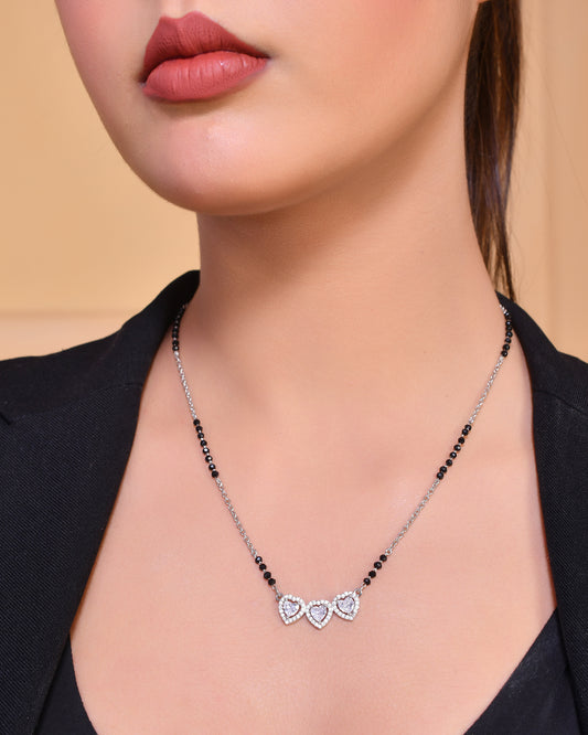 925 Sterling Silver CZ Diamond Mangalsutra Pendant Chain for Women