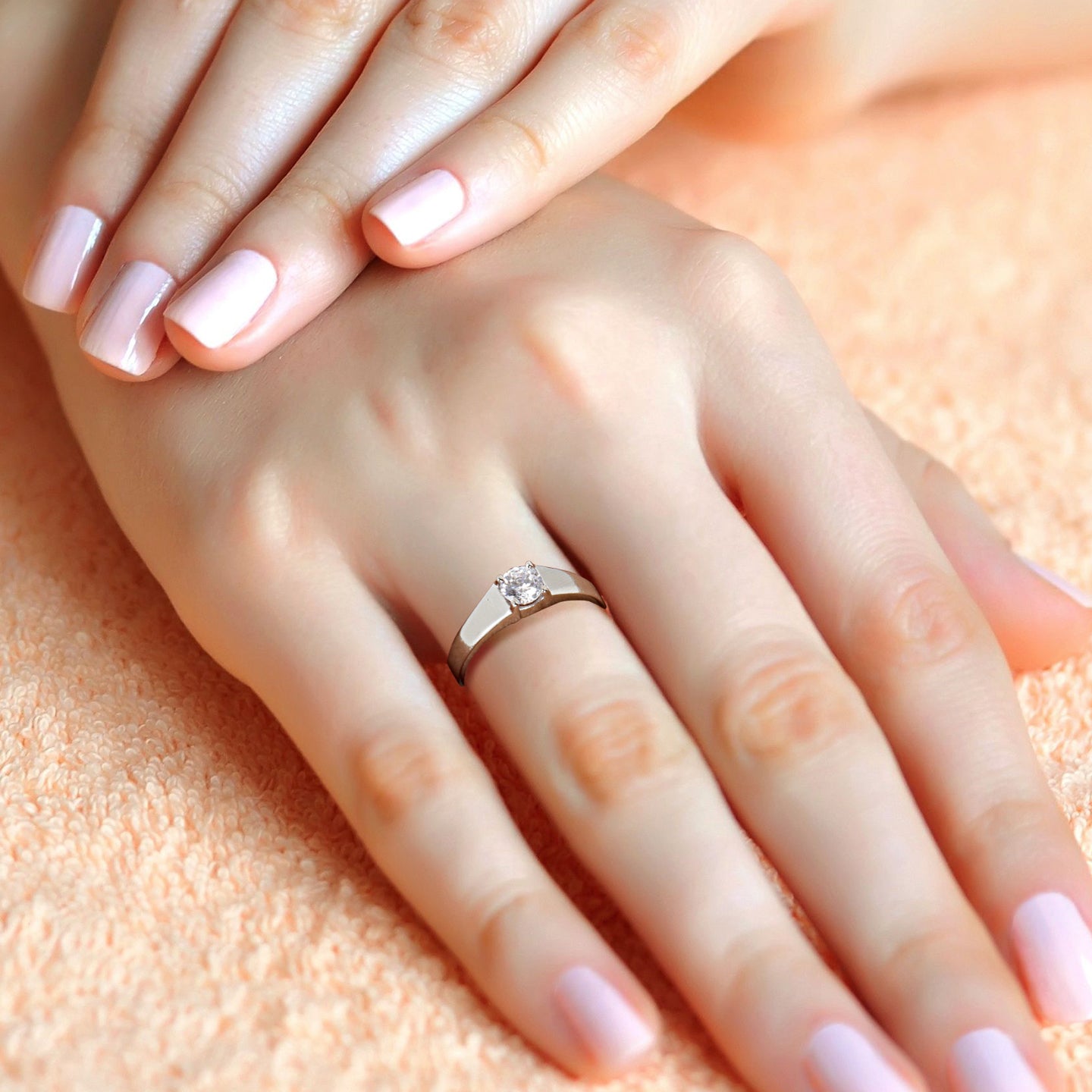 Sterling Silver 925 CZ Solitaire Rings For Women