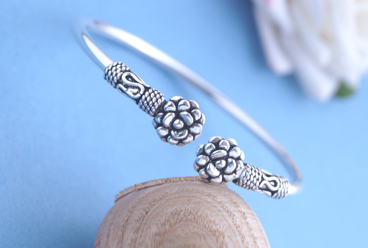Silver Oxidized Kada Bangle for Women (adjustable) - Bohemian Charm with Timeless Elegance"