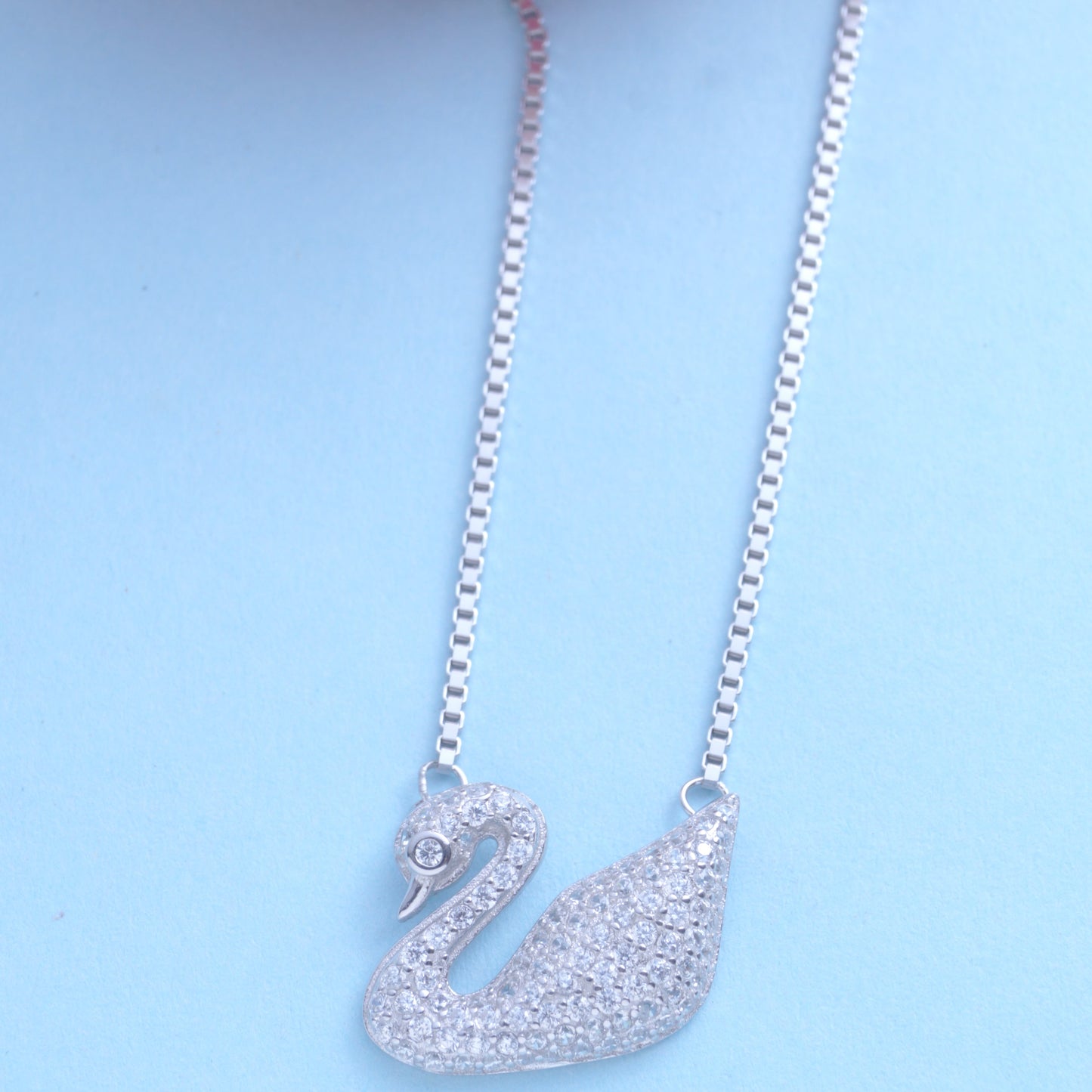 925 Sterling Silver Swan Pendant Necklace Chain for Women & Girls