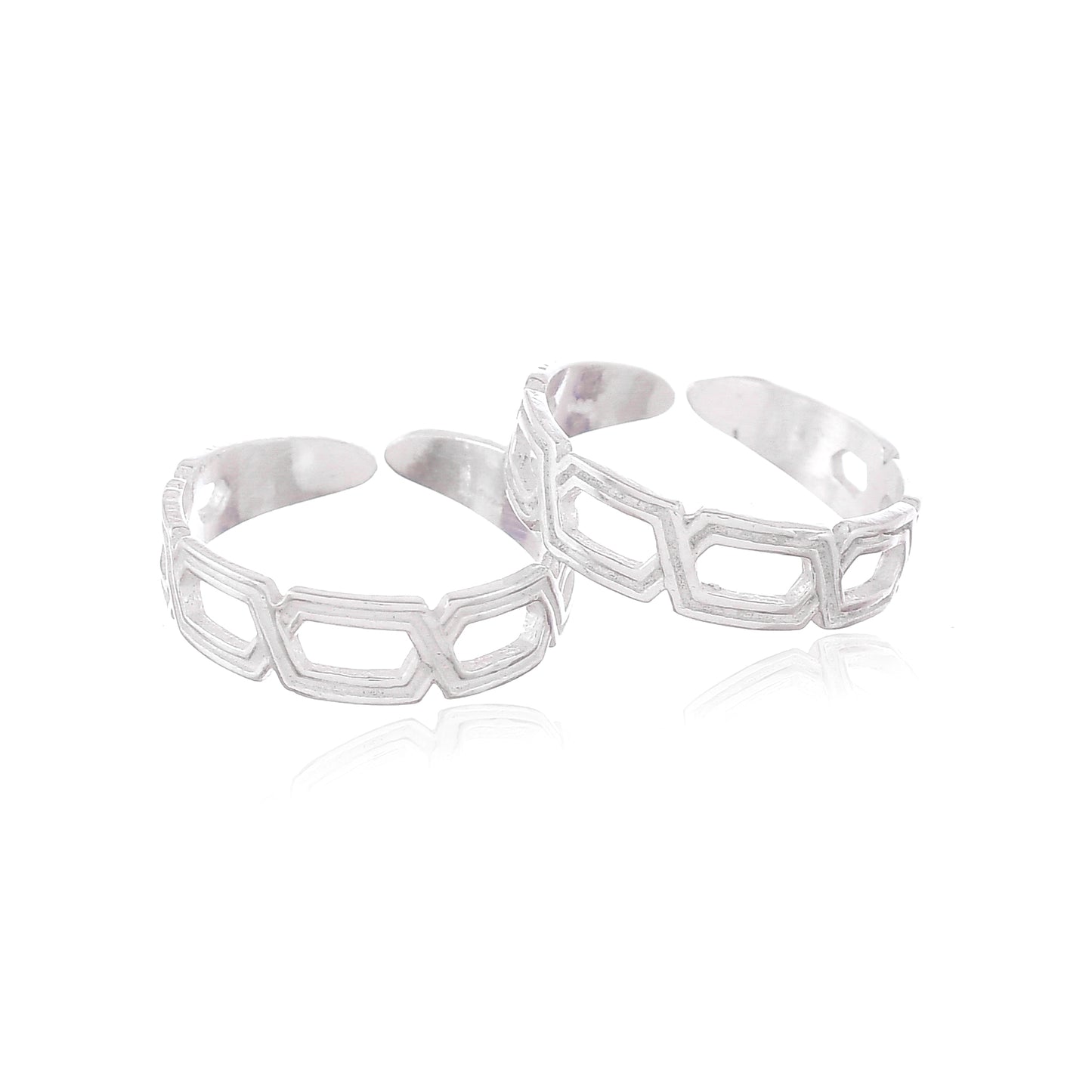 925 Sterling Silver curb Toe Rings For Women (Free Size)