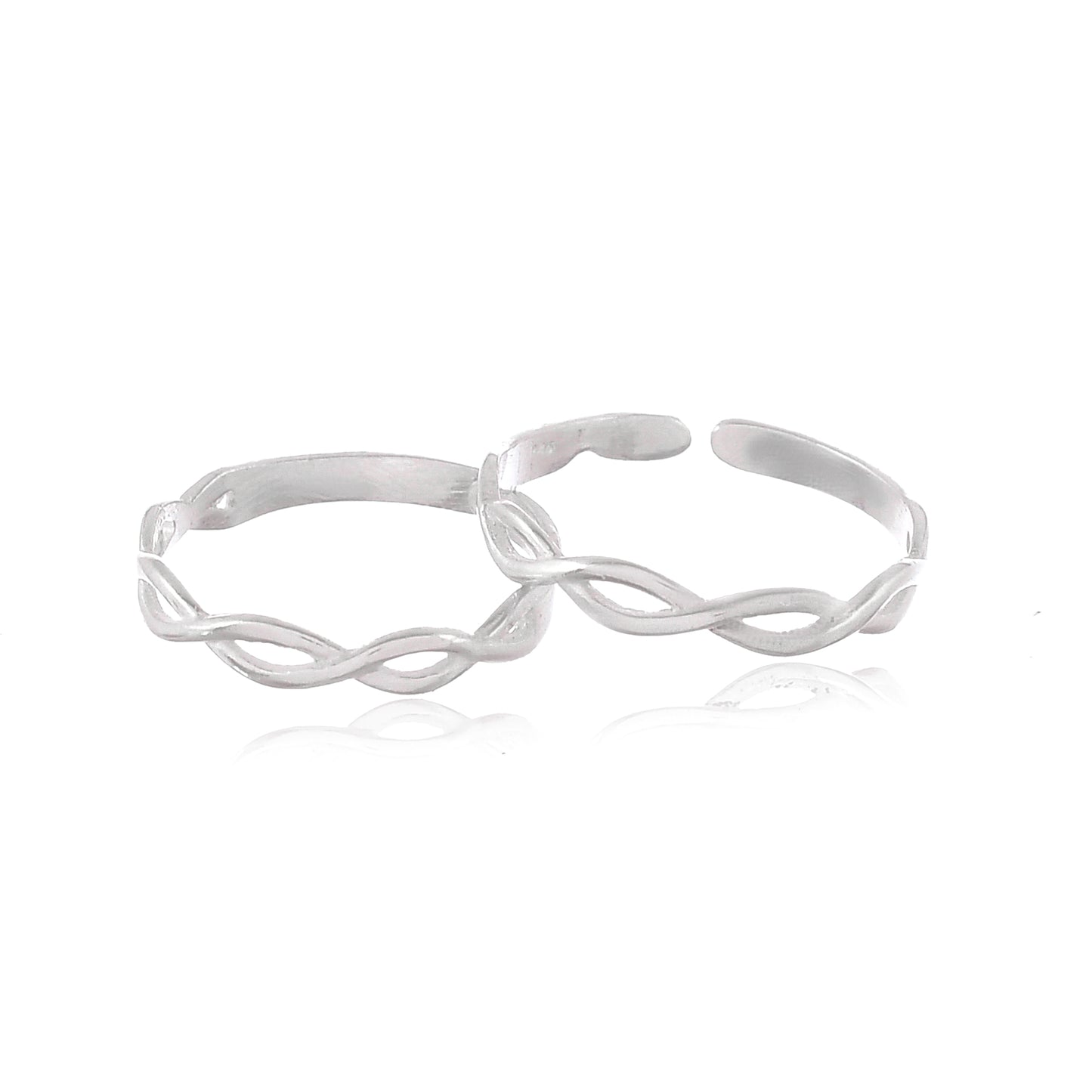 925 Sterling Silver Infinity Toe Rings For Women (Free Size)