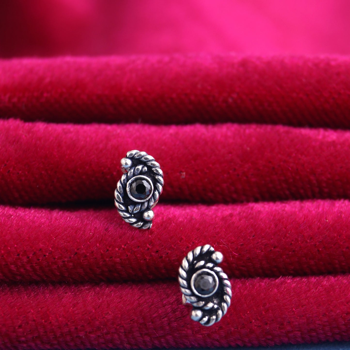925 Sterling Silver Oxidised Tiny Stud Earrings for Babies, Kids & Girls (3 to 10 years)