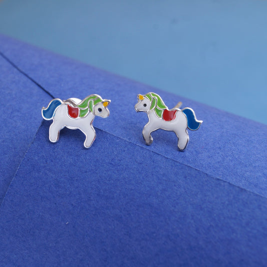 Unicorn earring girls silver