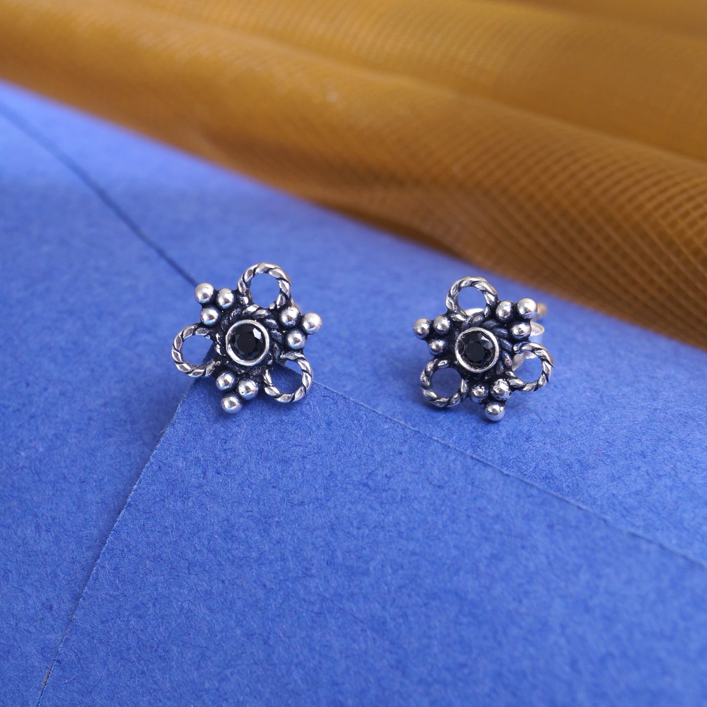 silver oxidised earring