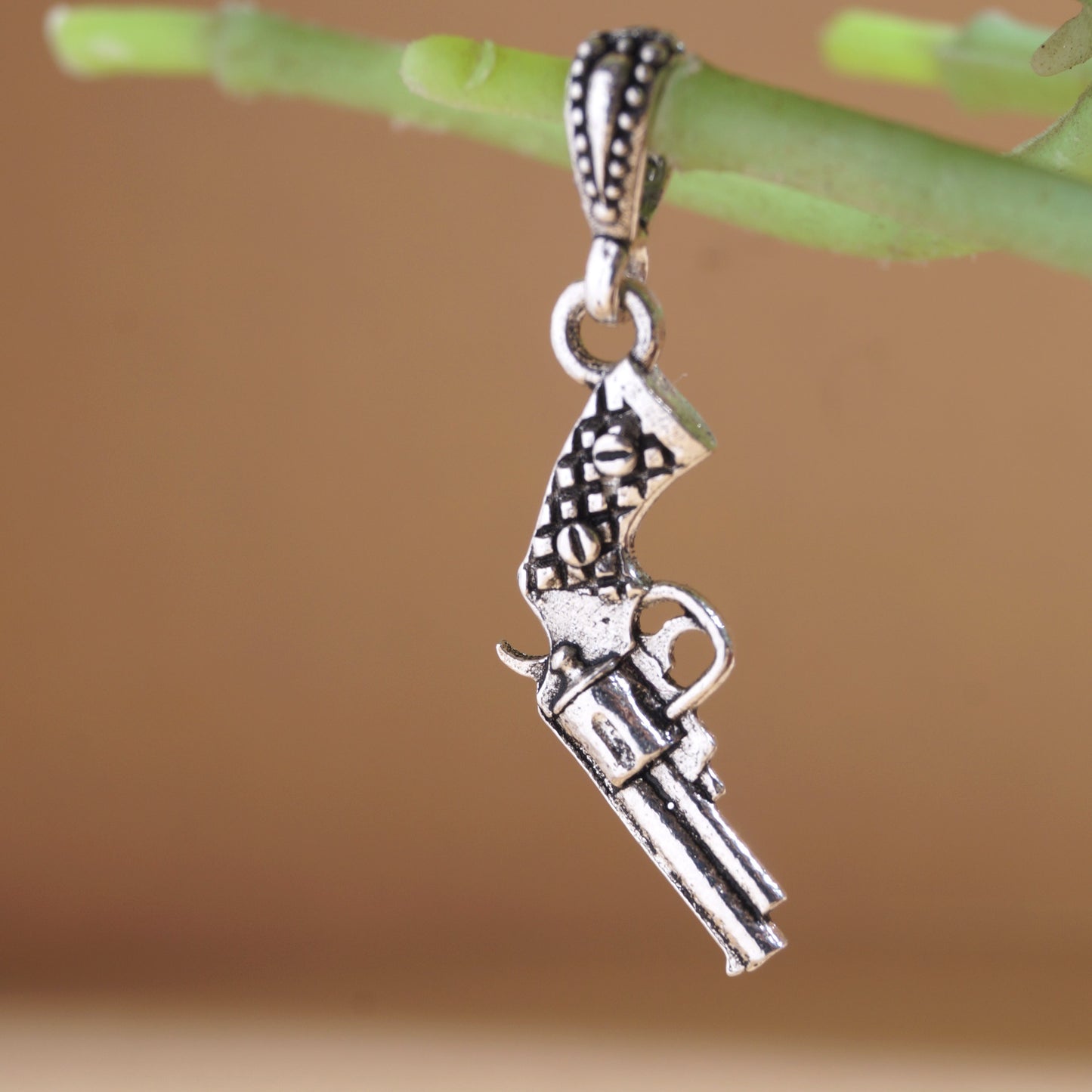gun locket silver
