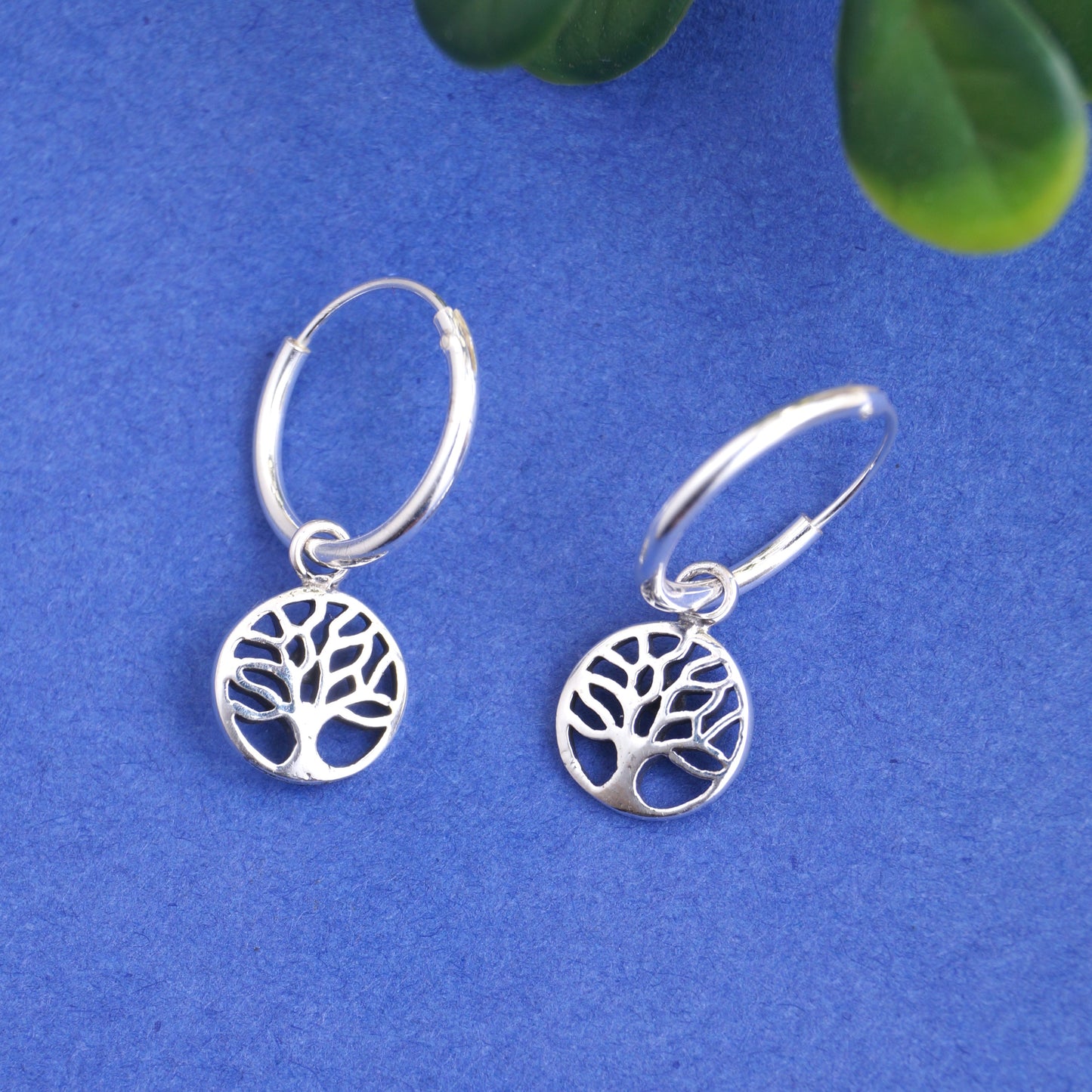 925 Sterling Silver Oxidised Tree Of Life Bali Hoop Earrings For Women & Girls