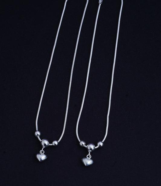 925 Sterling Silver Heart Anklet Payal for Women- Nemichand Jewels