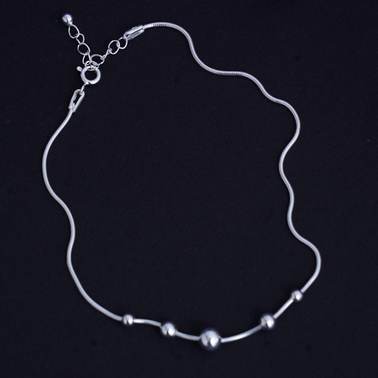 925 Sterling Silver Five Ball Anklet Payal for Women 1pc- Nemichand Jewels