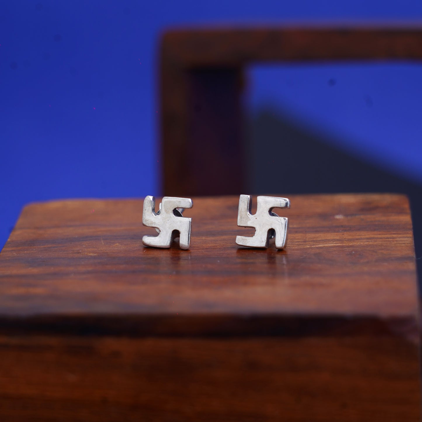 Sterling Silver 925 Swastik Earring Studs – Symbol of Auspiciousness and Style for Men