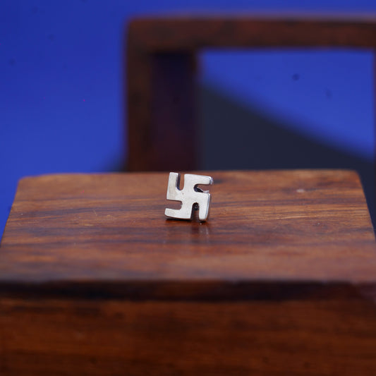Sterling Silver 925 Swastik Earring Studs – Symbol of Auspiciousness and Style for Men