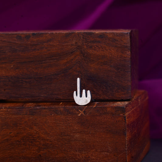 Sterling Silver 925 Middle Finger Earring Studs For Men