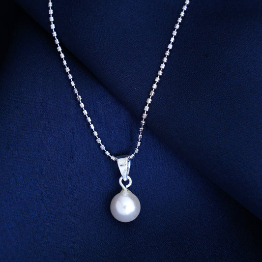 925 Sterling Silver Pearl Pendant Necklace Chain for Women & Girls