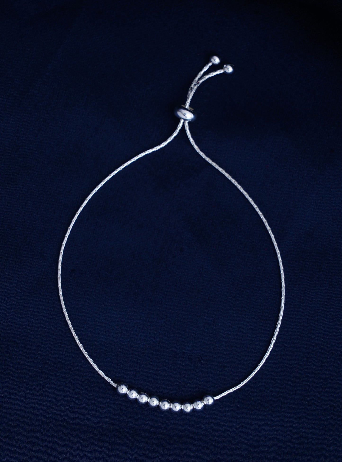 925 Sterling Silver Ball Beads Adjustable Bracelet for Women